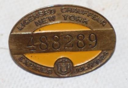 1925 New York  Licensed   Chauffeur  Hat Badges (1 of 2)