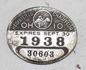 1938 Ohio Registered Chauffeur Pin Back  Badges (1 of 2)