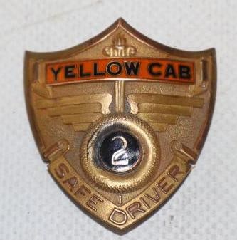 Yellow Cab 2 Year Safe Drive Cloisonne Pin Back Badge (1 of 2)