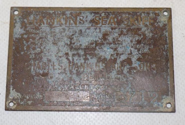 Hankins C Skiff Boat Brass Serial Data Tag (1 of 2)