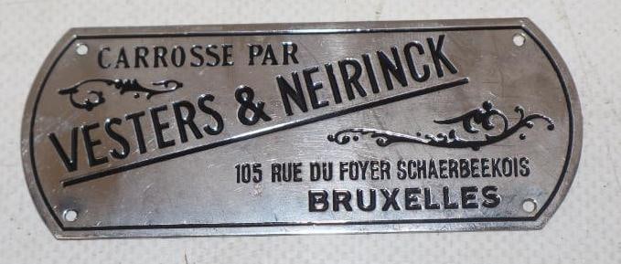 Vesters & Neirinck Reproduction Identification Tag: 3.50" x 1.50"