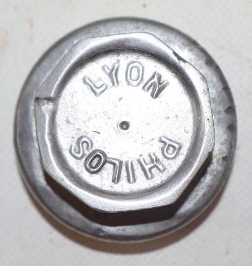 Phillos Lyon Threaded Automobile Hubcap: 2" diameter