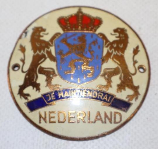 Nederland Cloisonne Radiator Emblem Badge: 2.25" diameter