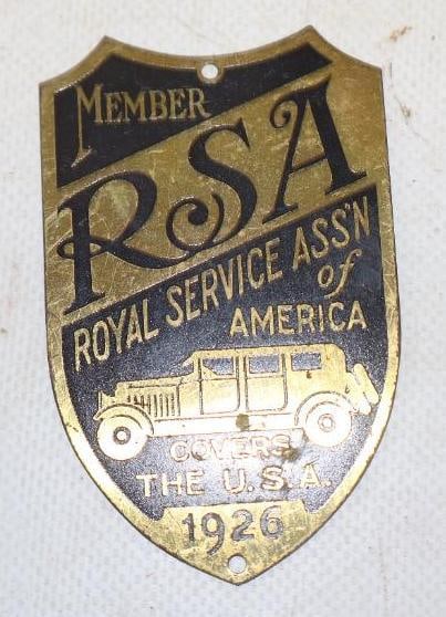 1926 Royal Service Association Of America Brass Member Radiator Badge (1 of 2)