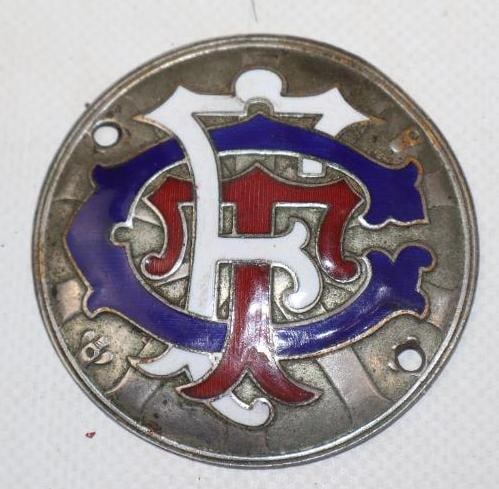 Touring Club Of France Cloisonne Radiator Badge: 2.25" diameter