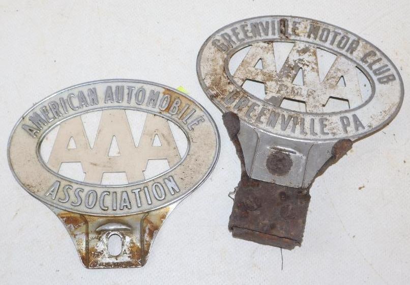 Group of 2 Greenville Motor Club And AAA License Plate Toppers: 4.50" x 5.25"