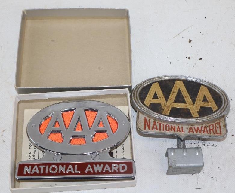 Group of 2 AAA National Awards Licenses Plate Toppers: 5" x 4" largest