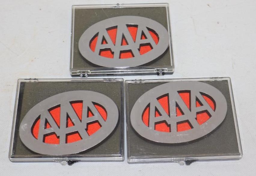Group of 3 NOS AAA Identification Emblems: 4.50" x 3" each