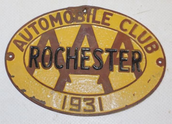 1931 Brass Rochester AAA Radiator Badge: 4.25" x 3" each