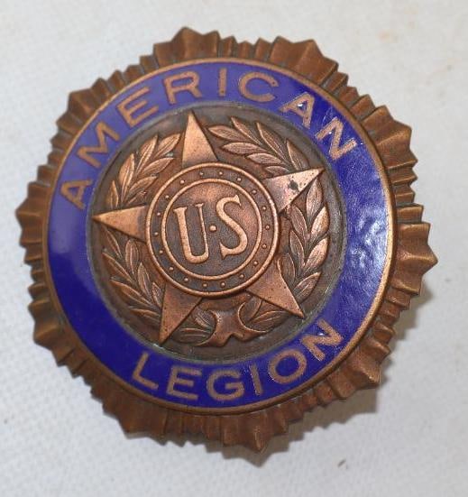 US American Legion Cloisonne Radiator Emblem Badge: 3" diameter