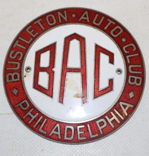 Bustleton Auto Club Philadelphia Cloisonne Radiator Emblem Badge: 3.50" diameter