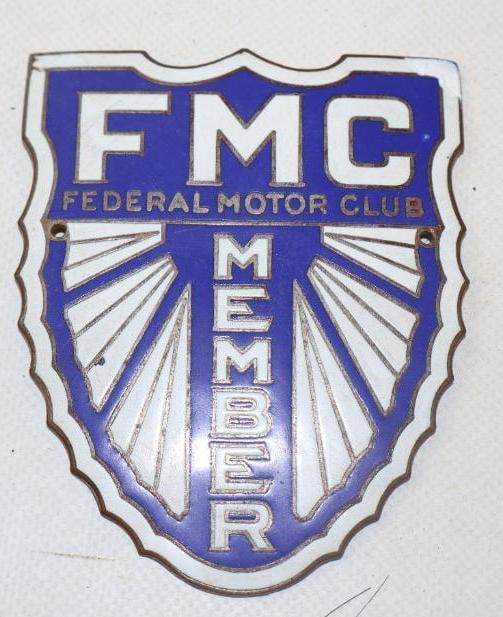 Federal Club Member Cloisonne Radiator Emblem Badge: 4" x 3.25"