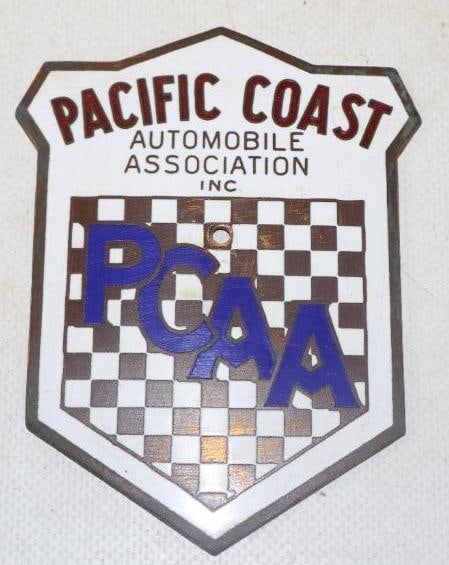Pacific Coast Automobile Association Cloisonne Radiator Emblem Badge: 3.25" x 4.25"
