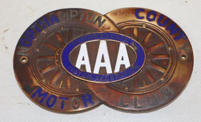 North Hampton County AAA Motor Club Cloisonne Radiator Emblem Badge: 4.50" x 3"