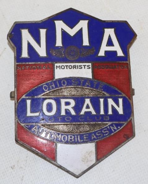 National Motorist Association Lorain Motor Club Ohio State Cloisonne Radiator Emblem Badge (1 of 2)