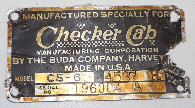 Checker Cab Serial Data Body Tag: 3.50" x 2"