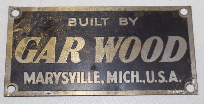 Gar Wood Brass Builders ID Tag: 3.50" x 1.75"