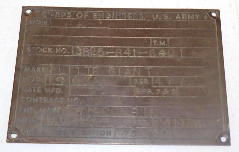 Little Giant U.S.  Army Brass Serial Data Tag (1 of 2)
