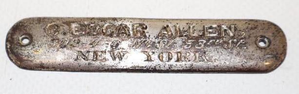 C. Edgar Allen Coach Builder Body Tag: 3" x .50"