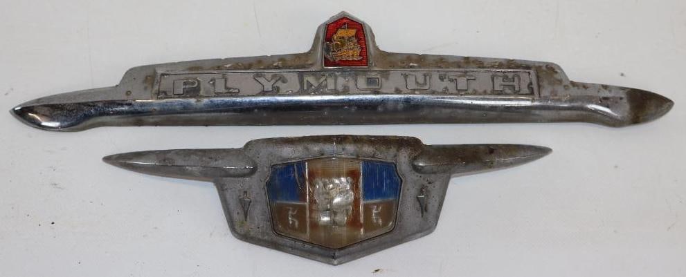 Group of 2 Chrysler Plymouth Trunk Emblems: 17" x 3.25" x 1" largest