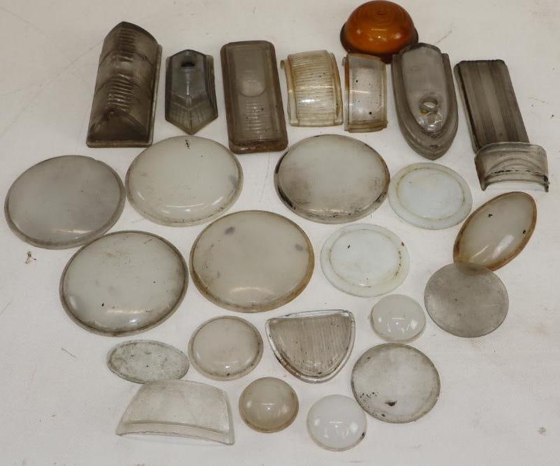 Group of 25 Clear, White And Orange Automobile Light Lenses: 5" x 2" x .50" largest