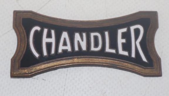 1916-1926 Chandler Bowtie Radiator Emblem Badge: 2.5" x 1", cloisonne