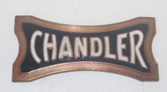 1916-1926 Chandler Bowtie Radiator Emblem Badge: 2.5" x 1", cloisonne