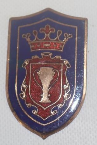 1926-1928 Chandler Shield Radiator Emblem Badge: 2.5" x 1.5", cloisonne
