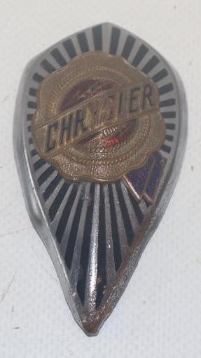 1935 Chrysler Teardrop Radiator Emblem Badge: 3" x 1.5", cloisonne
