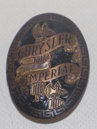 1930 - 1933 Chrysler Imperial Radiator Emblem Badge: 1.5" x 1.25", cloisonne