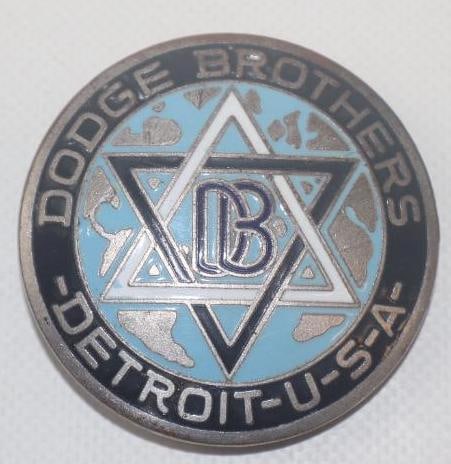 1914-1916 Dodge Brothers Detroit Radiator Emblem Badge: 2.25" diameter, cloisonne