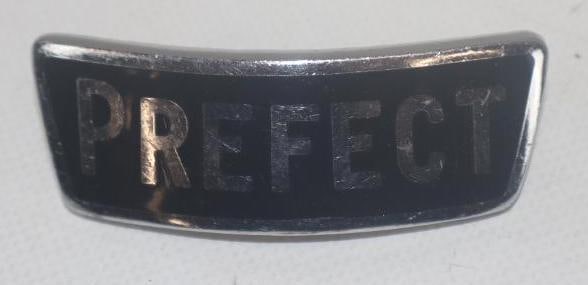 Ford Prefect Radiator Emblem Badge: 2.5" x 1", cloisonne, marked J. Fray Ltd B Ham