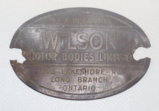 Wilson Motor Bodies Limited Brass Coach Builder Tag: 2.75" x 1.75"