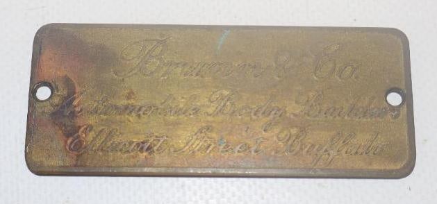 Brunn & Co. Buffalo Brass Automobile Coach Builder Identification Tag (1 of 2)
