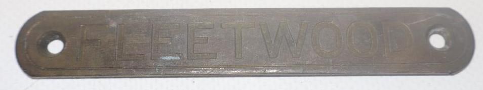 Fleetwood Brass Automobile Coach Builder Identification Tag: 4" x 1.50"