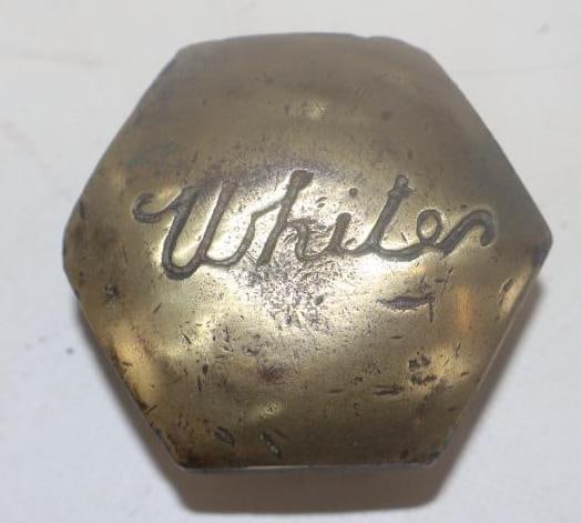 White Motor Car Co Brass Threaded Automobile Hubcap (1 of 2)