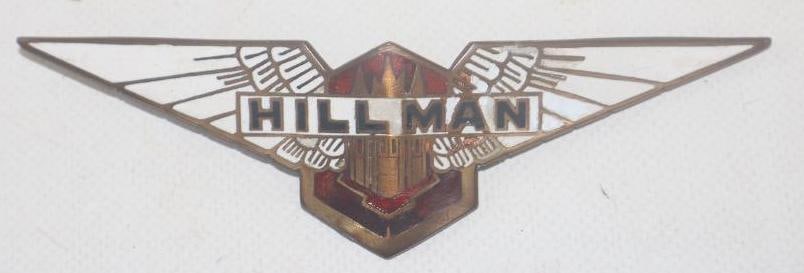 1932 - 1939 Hillman Radiator Emblem Badge: 5" x 1.5", cloisonne