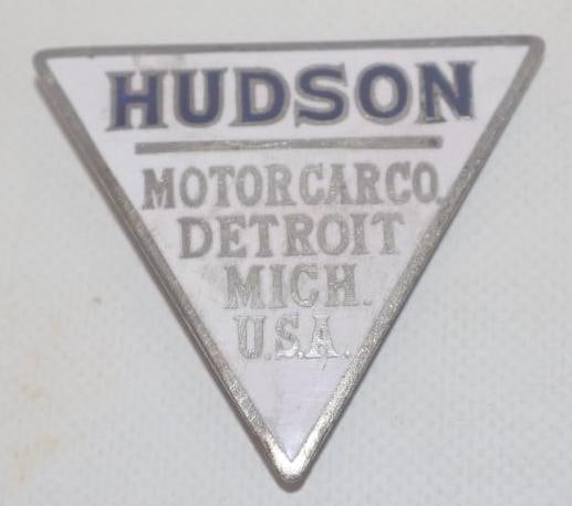1919 -1920 Hudson Detroit MI Radiator Emblem Badge: 1.5" x 2", cloisonne