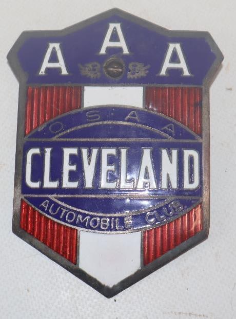 Cleveland AAA Automobile Club Cloisonne Radiator Emblem Badge: 3.5" x 4.25"