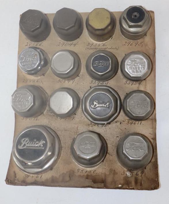 Group of 15 Ford, Chevy And Buick Threaded Automobile Hubcaps Dealership  Replacement Display (1 of 4)