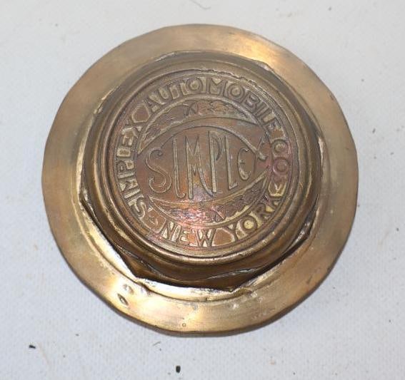 Simplex Automobile Co. Brass Threaded Hubcap (1 of 2)
