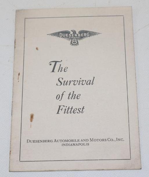 Duesenberg Straight 8 "The Survival of the Fittest" Dealership Advertising Brochure Pamphlet (1 of 2)