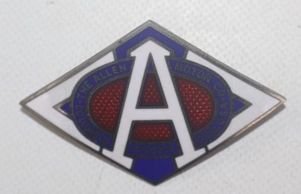 1920 - 1922 Allen Columbus, Ohio Radiator Emblem Badge: 2.5" x 1.5", cloisonne