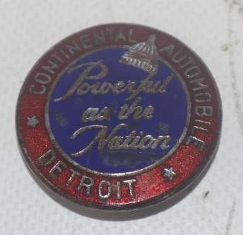 1933 Congenital Powerful as the Nation Detroit Radiator Emblem Badge: 1.5" diameter, cloisonne