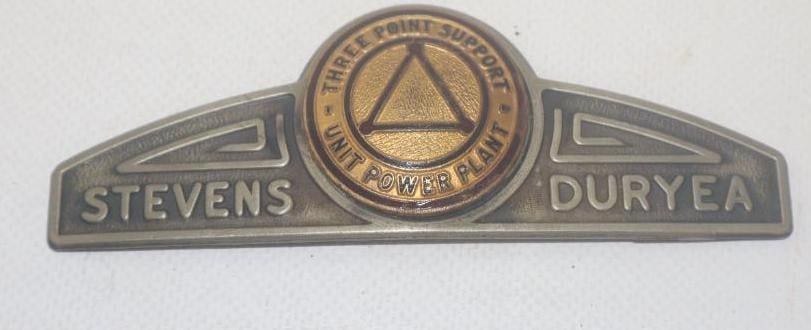 1920 - 1922 Stevens-Duryea Three Point Support Unit Power Plant Radiator Emblem Badge (1 of 2)