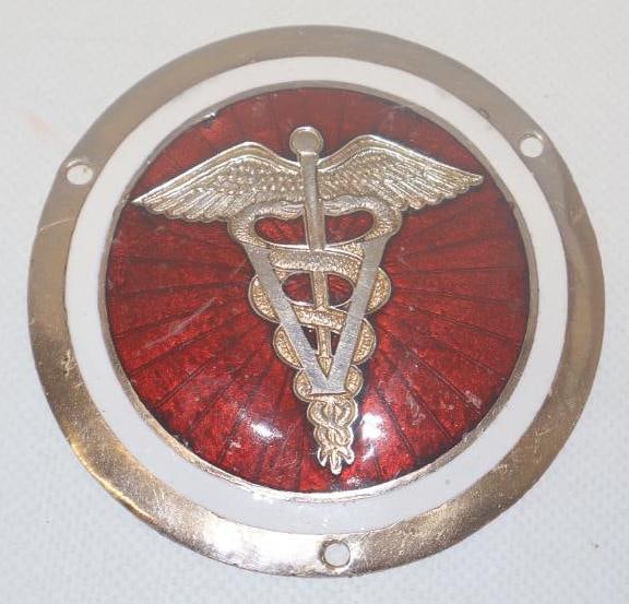 Veterinarian Emblem Badge: 3.5" diameter, cloisonne