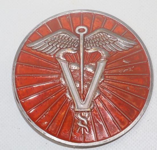Veterinarian Emblem Badge: 3.5" diameter, cloisonne