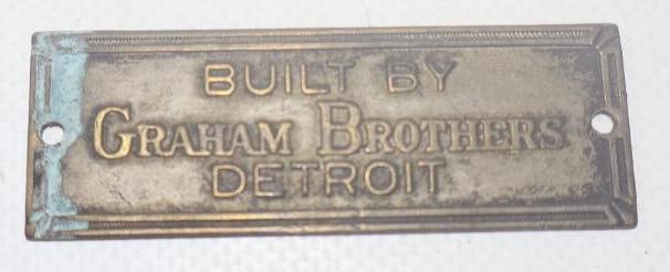 Embossed Graham Brothers Brass Automobile Body Identification Tag (1 of 2)