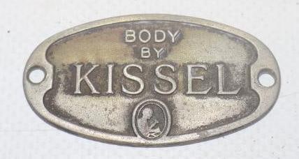 Body By Kissel Automobile Coach Builder Identification Tag: 1.75" x 1"