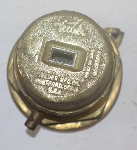 The Veeder MFG Co. Brass Commercial Mile Counter Threaded Hubcap: 5" diameter missing site glass
